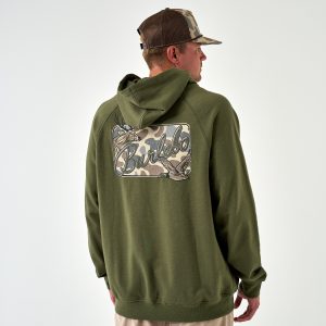 Fleece Hoodie - Deer Camo Patch Logo - Olive