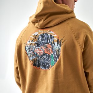 Fleece Hoodie - Duck And Dog - Light Brown