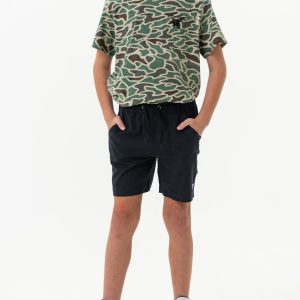 Youth Athletic Short - Heather Black - Retro Duck Camo Liner