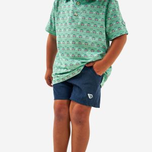 Youth Athletic Short - Heather Navy - American Flag Liner