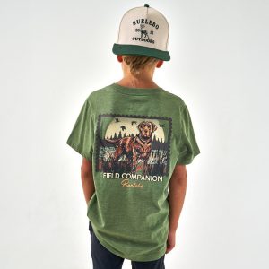 Youth Short Sleeve Tee - Duck Dog Stamp - Heather Olive