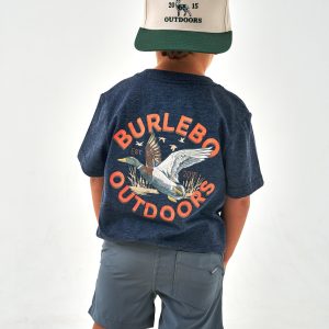 Youth Short Sleeve Tee - Old School Duck Hunt - Heather Navy